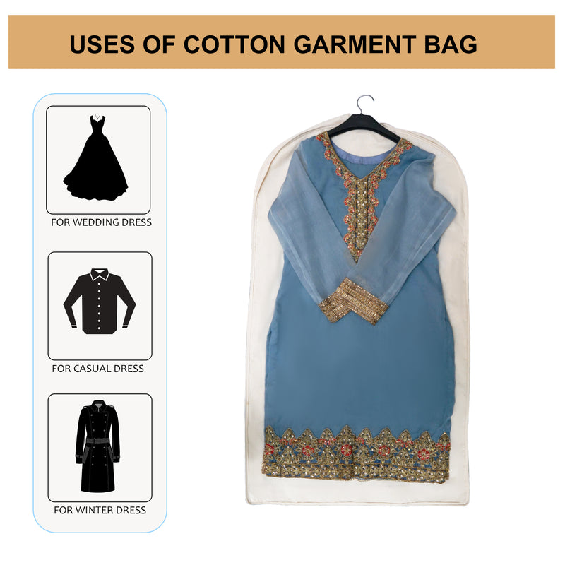 42" inch Muslin Garment Bags - 100% Cotton - Zippered